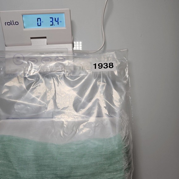 Puro Lino Women Italian Scarf Shawl Fringed Scarf Mint/White - Picture 3 of 3